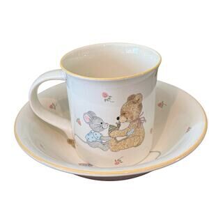 Vintage Mikasa Teddy Bowl and Mug Two Piece Set